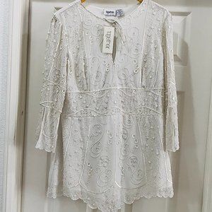 White Beaded Tunic Top